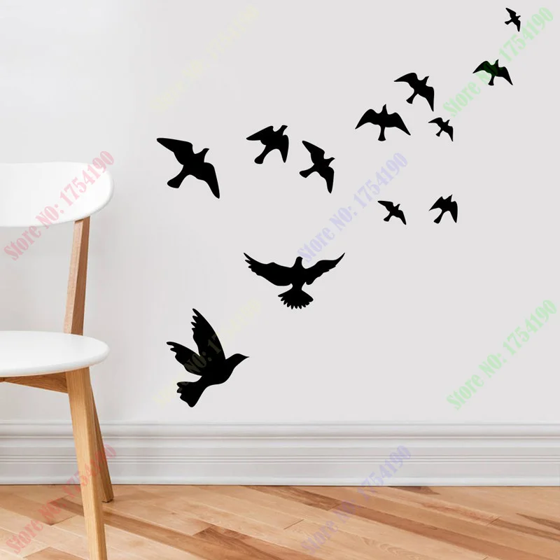 

New 101 * 111cm Flying Birds Pattern Wall Stickers Waterproof Living Room Decoration Wall Sticker Decors adesivo de parede