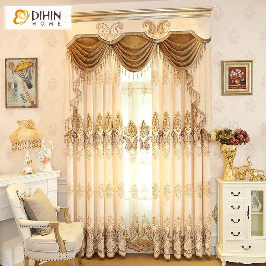 DIHIN HOME European Embroidered Valance European Blackout Curtains For Living Room Drapes Curtains for Bedroom Cloth
DIHIN HOME European Embroidered Valance European Blackout Curtains For Living Room Drapes Curtains for Bedroom Cloth