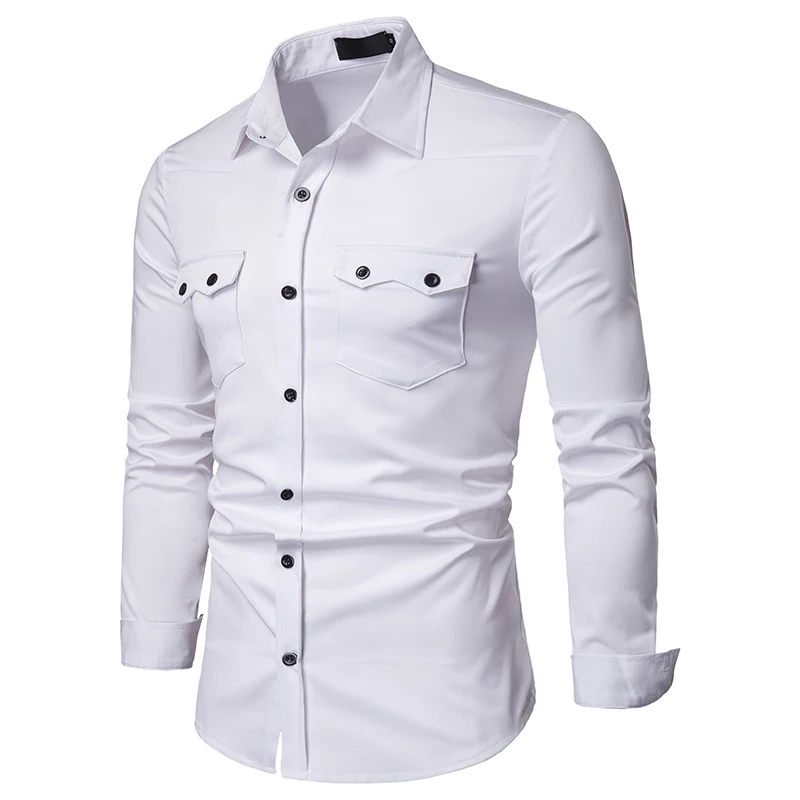 New Solid Business Casual Long Sleeve Shirts Fitness Men Slim Shirts With Pocket Harajuku Preppy Work Chemise Homme Clothes
New Solid Business Casual Long Sleeve Shirts Fitness Men Slim Shirts With Pocket Harajuku Preppy Work Chemise Homme Clothes