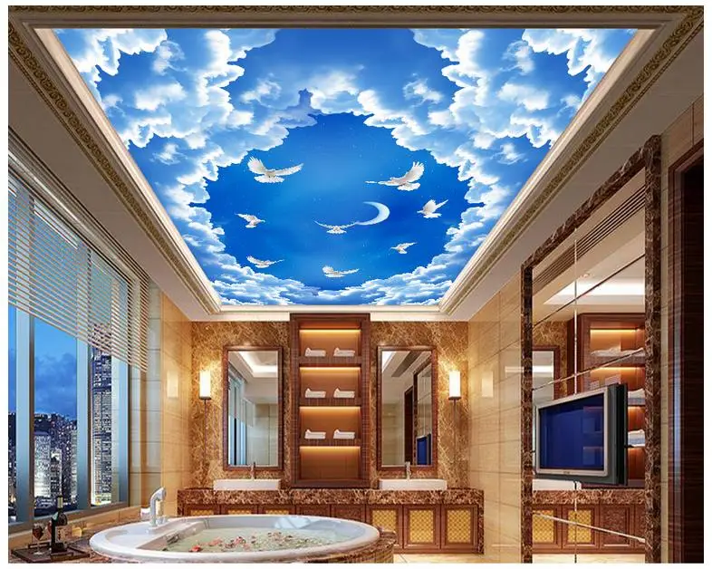 Custom 3d ceiling murals wallpaper Sky clouds ceiling roof temples zenith mural wall papers for living room decoration
Custom 3d ceiling murals wallpaper Sky clouds ceiling roof temples zenith mural wall papers for living room decoration