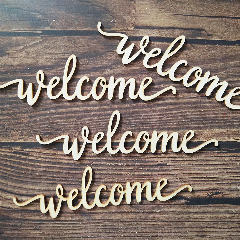 10pcs Laser Cut Unfinished Wood Welcome Script Word Sign Wooden Words Sign Art Rustic Cursive Word Room Decoration Wall Hanging
10pcs Laser Cut Unfinished Wood Welcome Script Word Sign Wooden Words Sign Art Rustic Cursive Word Room Decoration Wall Hanging