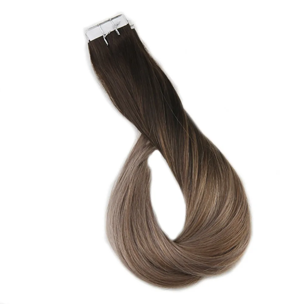 Полная Глянцевая лента для волос 20 шт. 50 г цвет #2 темно коричневый выцветание до #6