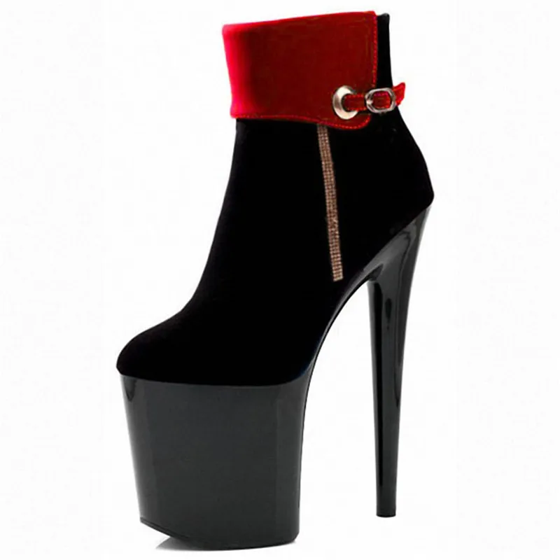 Super high heels, 17-18-20cm thin and hate sky-high club shoes, suede front decorative side zipper, low boot
Super high heels, 17-18-20cm thin and hate sky-high club shoes, suede front decorative side zipper, low boot