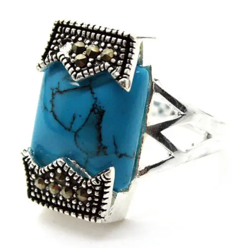 12*20mm Fashion 925 Sterling Silver Blue Natural Turquoise Marcasite Ring Size 7/8/9/10
12*20mm Fashion 925 Sterling Silver Blue Natural Turquoise Marcasite Ring Size 7/8/9/10
