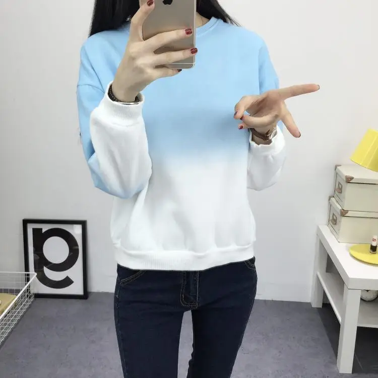 2018 Sudaderas Mujer свободные толстовки градиентного цвета Женская толстовка с длинным