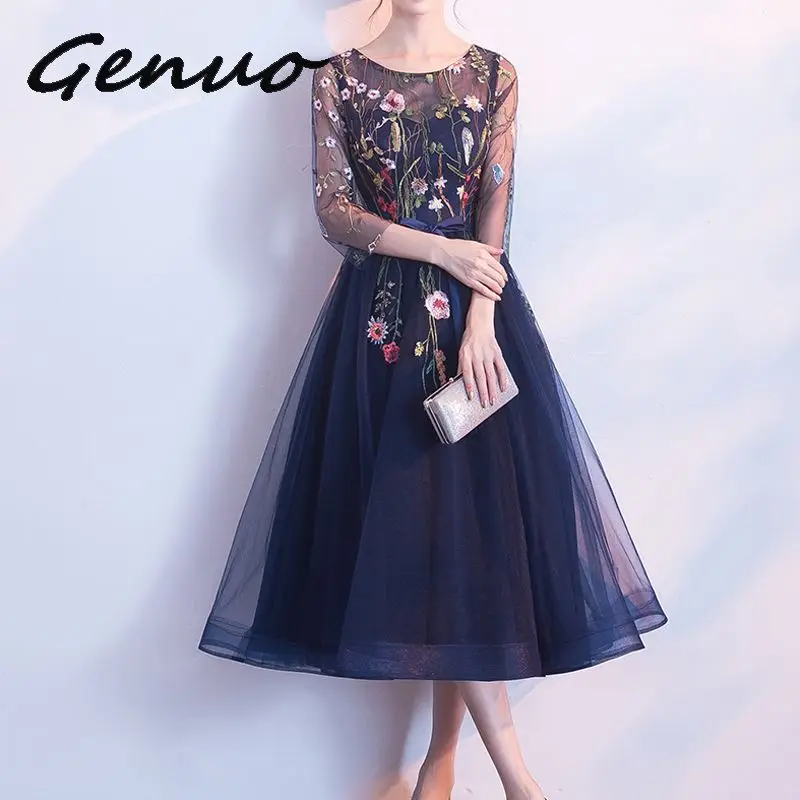Genuo 2019 New Women Dinner Evening Party Dress O-Neck Embroidery Flower Mesh Ribbon Bow Sweet Ball Gown For Bridesmaid Wedding
Genuo 2019 New Women Dinner Evening Party Dress O-Neck Embroidery Flower Mesh Ribbon Bow Sweet Ball Gown For Bridesmaid Wedding