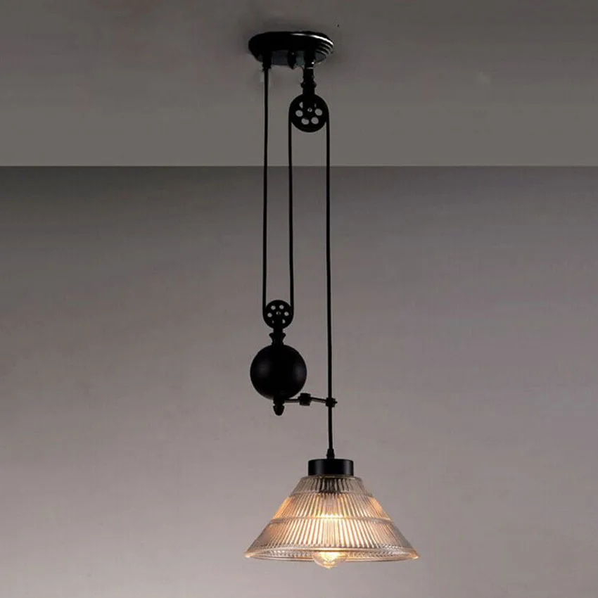 

New Nordic Loft Style Vintage Pulley Pendant Light Industrial Lighting Edison Pendant Lamp for Home Deco Pulley Light Fixtures