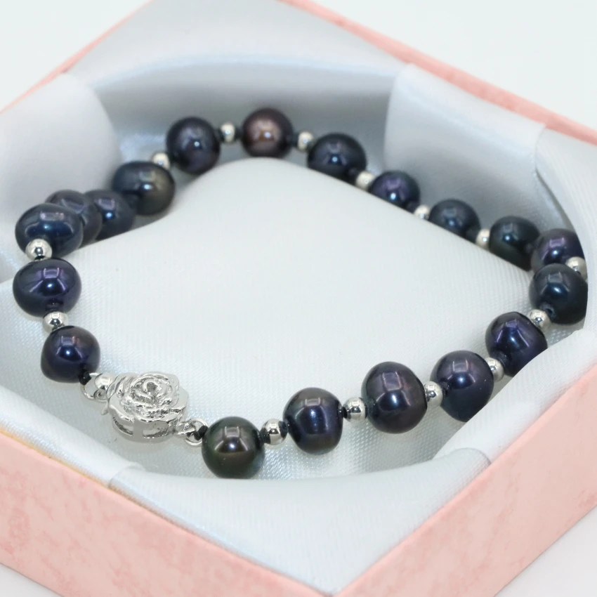Fashion Charms Diy Bracelets for Women Chain Natural Black Pearl Beads 7-8mm New Fashion Flower Clasp Jewelry 7.5inch B2803
Fashion Charms Diy Bracelets for Women Chain Natural Black Pearl Beads 7-8mm New Fashion Flower Clasp Jewelry 7.5inch B2803