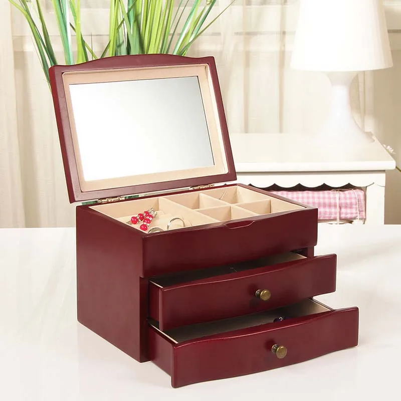 Wooden Jewelry Box With Mirror Three Floors Make-Up Box Jewelry Dressing Box a Birthday Present Box
Wooden Jewelry Box With Mirror Three Floors Make-Up Box Jewelry Dressing Box a Birthday Present Box