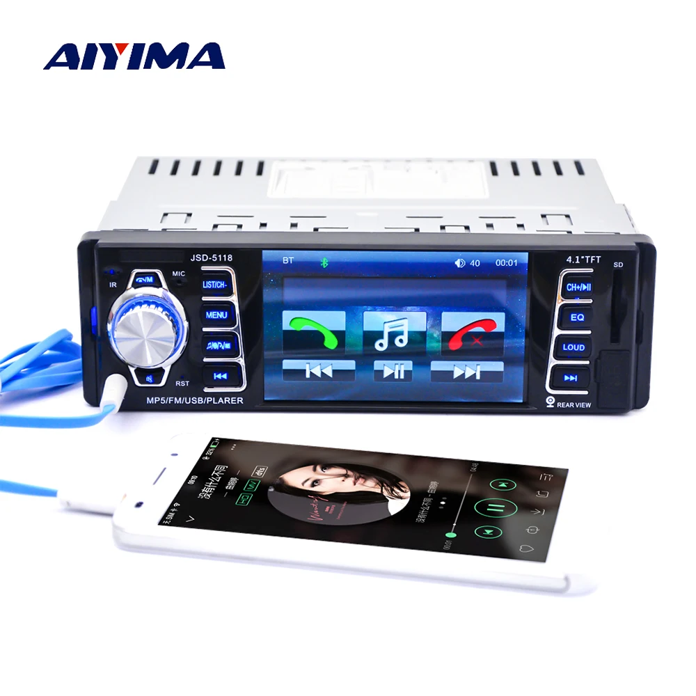 AIYIMA 4 1 Inch Bluetooth Автомобильный MP5 плеер Din HD TFT Экран аудио-видео TF AUX SD карты Авто Hands