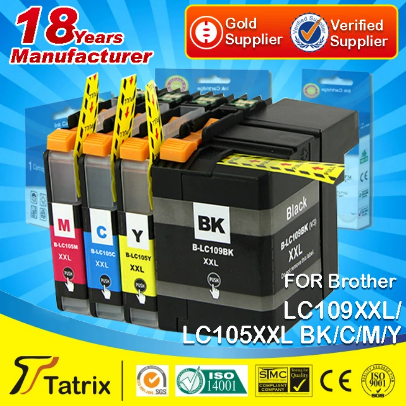 Tatrix 4PK для Brother LC105 LC109 LC105XXL LC109XXL совместимый чернильный картридж для принтера Brother MFC-J6520DW/MFC-J6720DW/MFC-J6920DW
Tatrix 4PK для Brother LC105 LC109 LC105XXL LC109XXL совместимый чернильный картридж для принтера Brother MFC-J6520DW/MFC-J6720DW/MFC-J6920DW