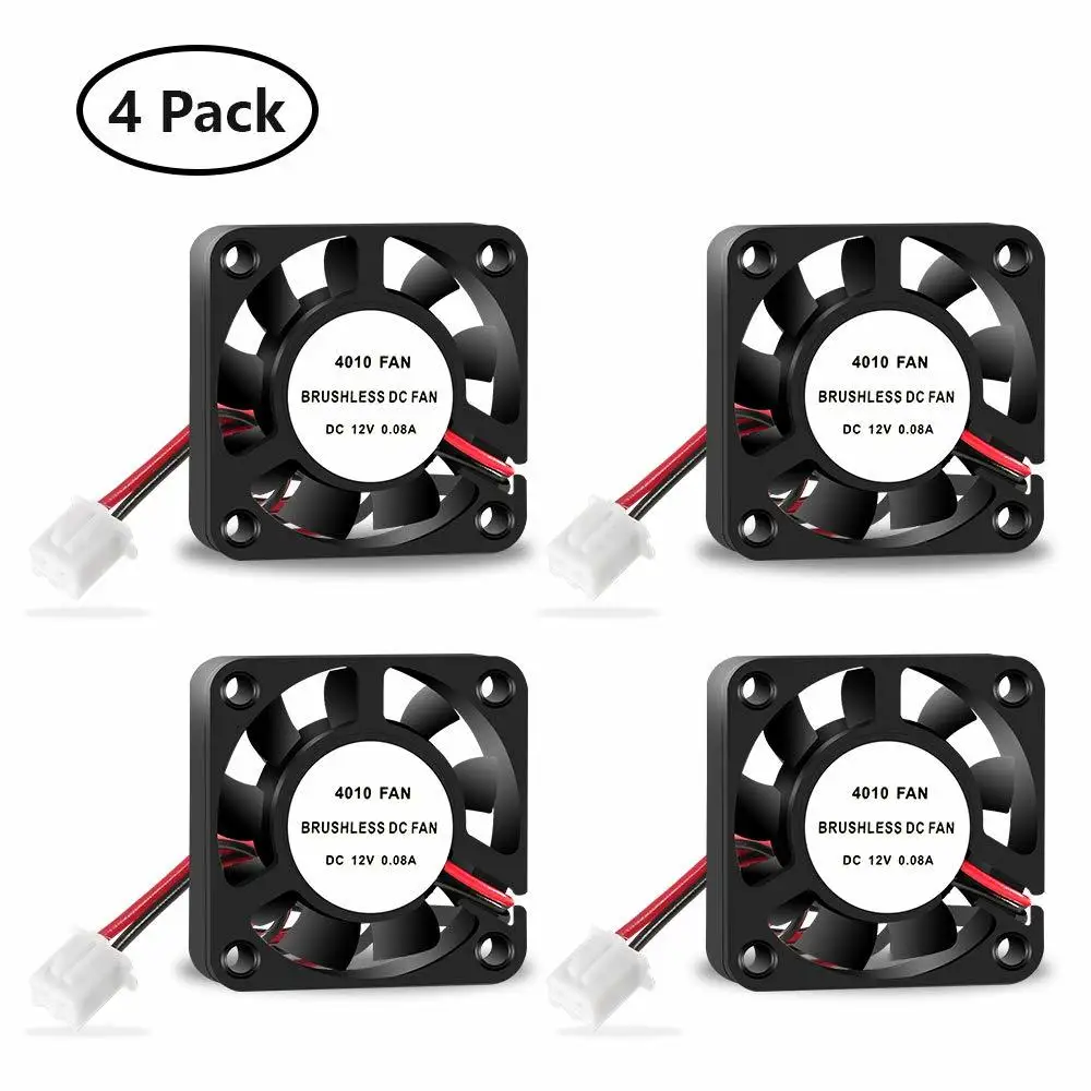 4PCS 3D Printer Cooling Fan, 40x 40x10mm Oil Bearing Cooling Fan with 2 Pin Terminal for Hotend Extruder Heatsinks Makerbot MK7
4PCS 3D Printer Cooling Fan, 40x 40x10mm Oil Bearing Cooling Fan with 2 Pin Terminal for Hotend Extruder Heatsinks Makerbot MK7