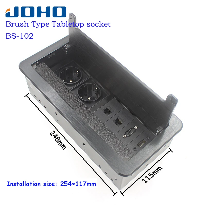 JOHO Brush Open Type Tabletop Socket Aluminum Alloy EU Plug Multi-Function USB HDMI VGA Interface BS-102
JOHO Brush Open Type Tabletop Socket Aluminum Alloy EU Plug Multi-Function USB HDMI VGA Interface BS-102
