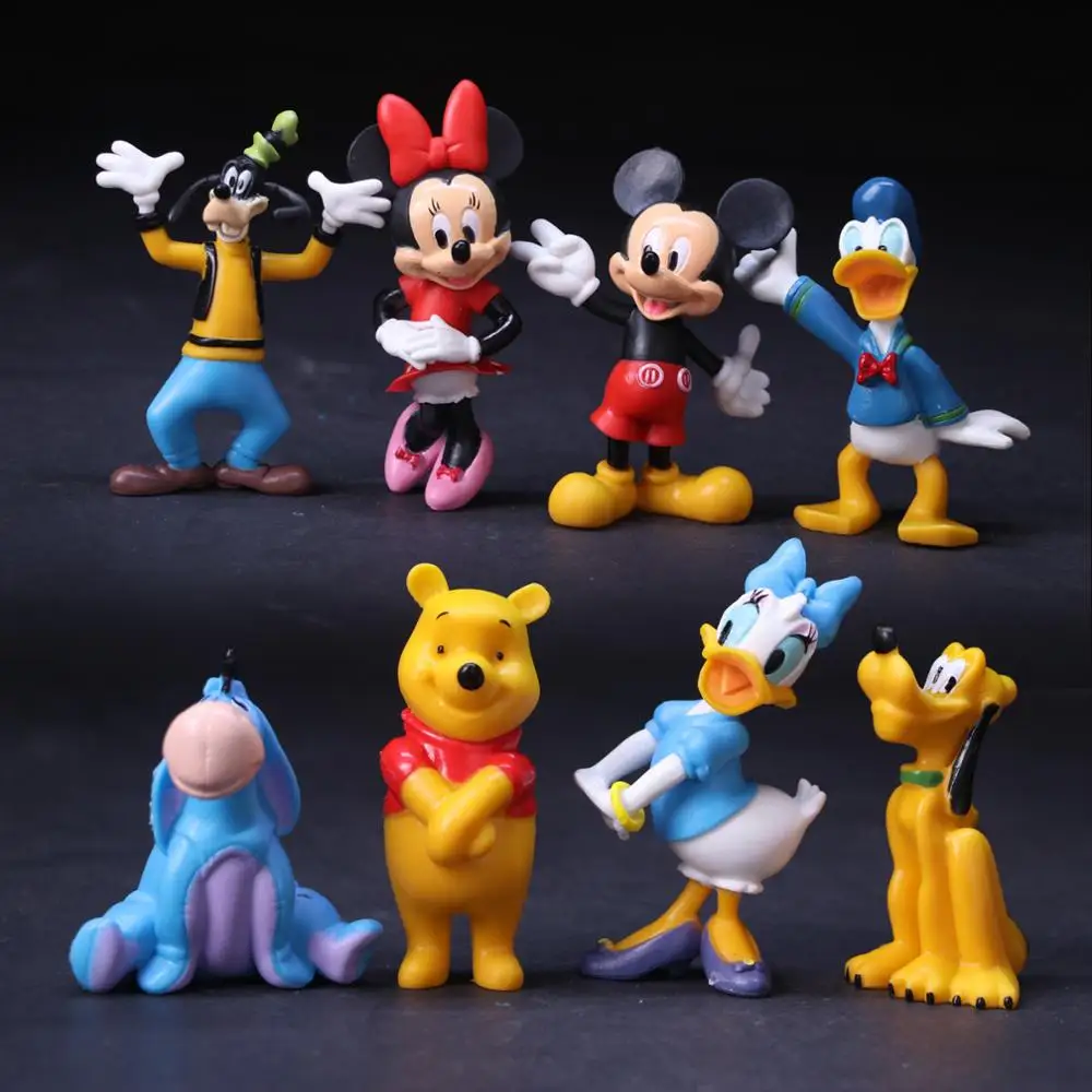 8 шт./компл. игрушки Микки Минни Маус Дональд Дак Плутон Goofy ПВХ экшн фигурки