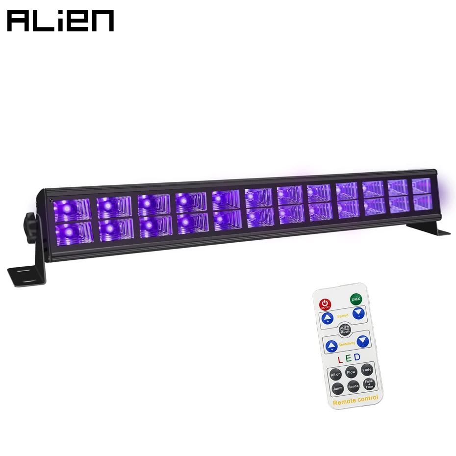 

ALIEN Remote 24 LED UV Violet Wall Washer Black Lights DJ Disco Bar Party Birthday Wedding Club DMX 512 Stage Lighting Effect