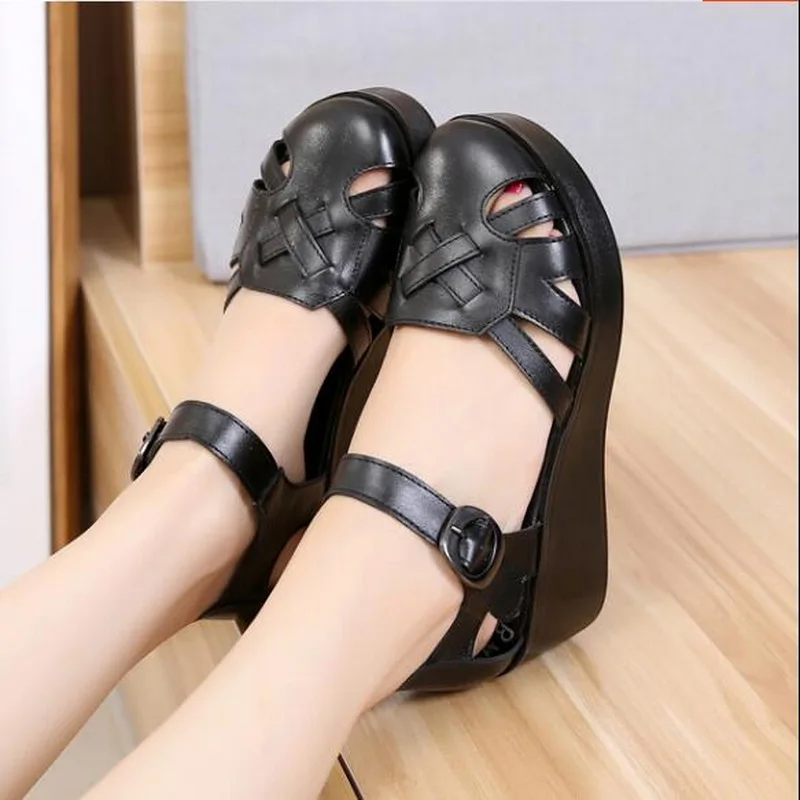 2019 Summer Women Sandal Woman Genuine Leather Wedges Shoes Casual Sandals handmade pure cowhide Platform Sandals
2019 Summer Women Sandal Woman Genuine Leather Wedges Shoes Casual Sandals handmade pure cowhide Platform Sandals