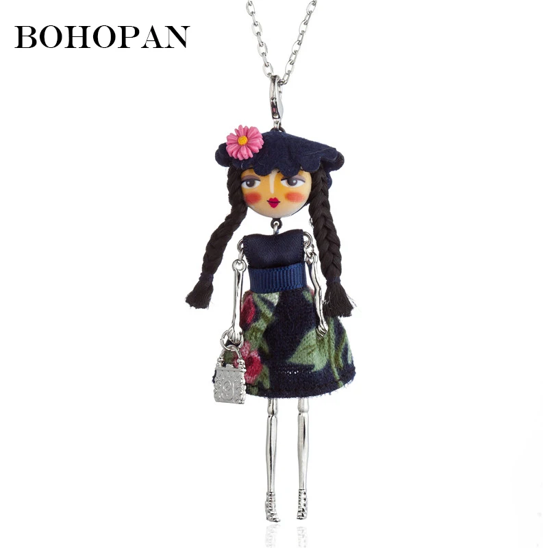 Bohopan 2019 Cute Alloy Doll Necklace Flower Dress Long Hair Doll Pendant Neck Chain Fashion Jewelry Gifts Charming Accessories
Bohopan 2019 Cute Alloy Doll Necklace Flower Dress Long Hair Doll Pendant Neck Chain Fashion Jewelry Gifts Charming Accessories