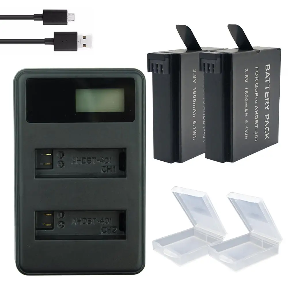 2x Go Pro hero 4 batteries AHDBT-401 bateria + USB dual LCD battery charger For GoPro Hero4 Action camera accessories
2x Go Pro hero 4 batteries AHDBT-401 bateria + USB dual LCD battery charger For GoPro Hero4 Action camera accessories