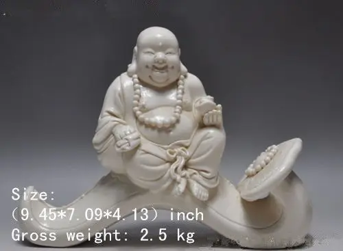 Elaborate Chinese Dehua White Porcelain wealth ruyi Happy Laugh Maitreya Buddha Statue
Elaborate Chinese Dehua White Porcelain wealth ruyi Happy Laugh Maitreya Buddha Statue
