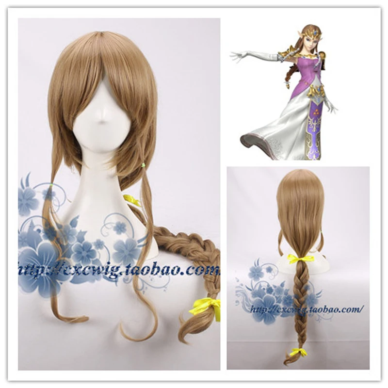 Game Lengend of Twilight Princess Wig Comic-Con Brown Braid Twilight Princess Role play wig + Wig Cap