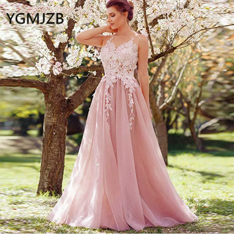 Elegant Pink Evening Dresses 2019 A-Line Appliques Lace Tulle Long Prom Dress Women Formal Prom Gown Party Dress Robe De Soiree
Elegant Pink Evening Dresses 2019 A-Line Appliques Lace Tulle Long Prom Dress Women Formal Prom Gown Party Dress Robe De Soiree