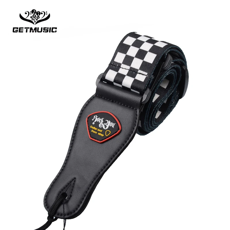 Rockyou Black Nylon White Checked Grid Adjustable Strap PU Leather End for Acoustic Guitar
Rockyou Black Nylon White Checked Grid Adjustable Strap PU Leather End for Acoustic Guitar