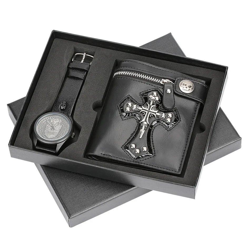 Watch Man Punk Style Clutch Rivets Card Holder Purses Retro Men's Skull Cross Leather Wallets Christmas Gift for Dad
Watch Man Punk Style Clutch Rivets Card Holder Purses Retro Men's Skull Cross Leather Wallets Christmas Gift for Dad