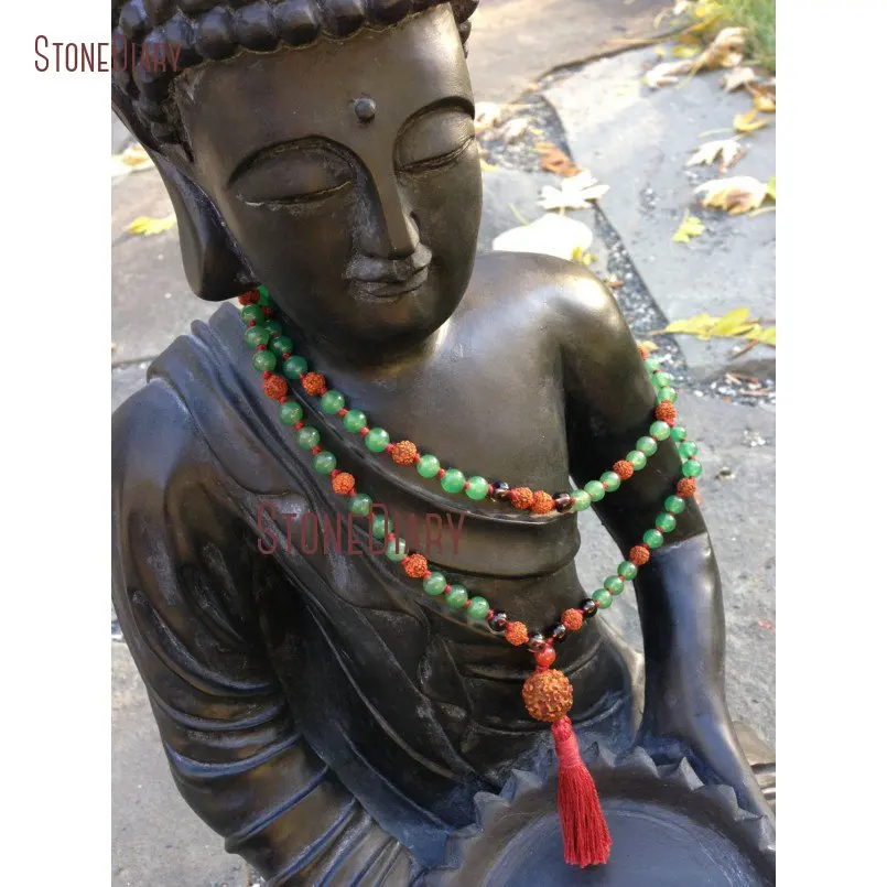 Tassel Charm Long Hand knotted Aventurine & Rudraksha 108 Bead Mala Necklace August Birthstone Yoga Beads Necklace NM10938
Tassel Charm Long Hand knotted Aventurine & Rudraksha 108 Bead Mala Necklace August Birthstone Yoga Beads Necklace NM10938