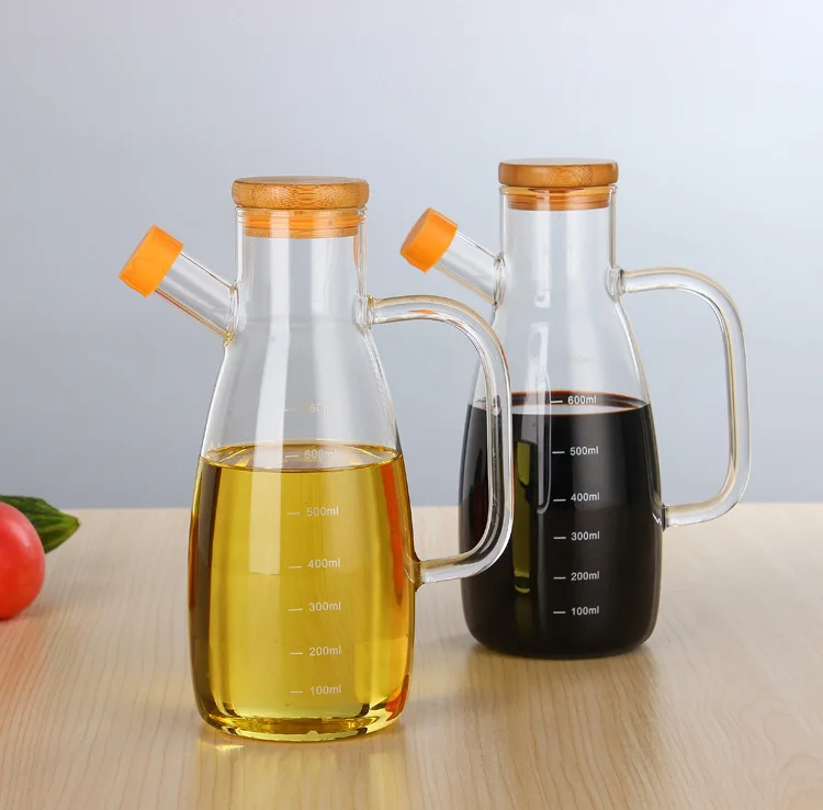 1PC 650ml Large Capacity Transparent Soy Sauce Vinegar Oil Pots High Borosilicate Glass Seasoning Bottles Kitchen Tools JO 1082 | Дом и сад