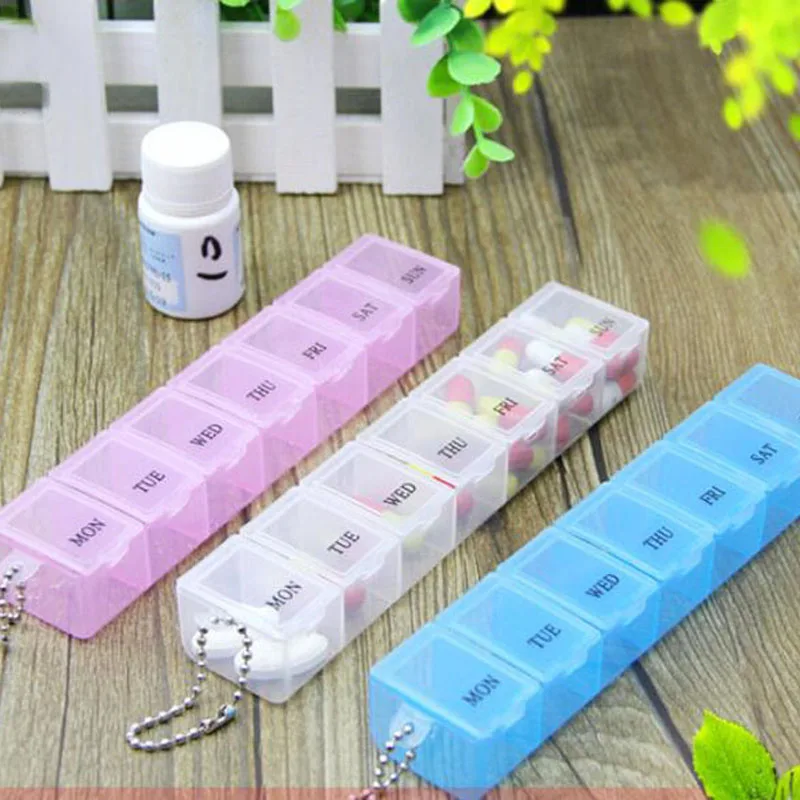 

Lot 10pcs 4 Colors 7 Days Grid Weekly Tablet Pill Medicine Box Holder Storage Organizer Drug Case Pill Box Splitters