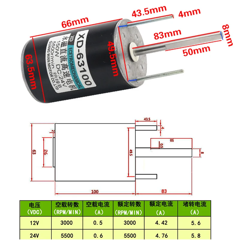 1pcs 12V 3500rpm / 24V 5500 rpm high speed Permanent magnet DC Motor 150W High power motor Adjustable direction adjustable speed
1pcs 12V 3500rpm / 24V 5500 rpm high speed Permanent magnet DC Motor 150W High power motor Adjustable direction adjustable speed