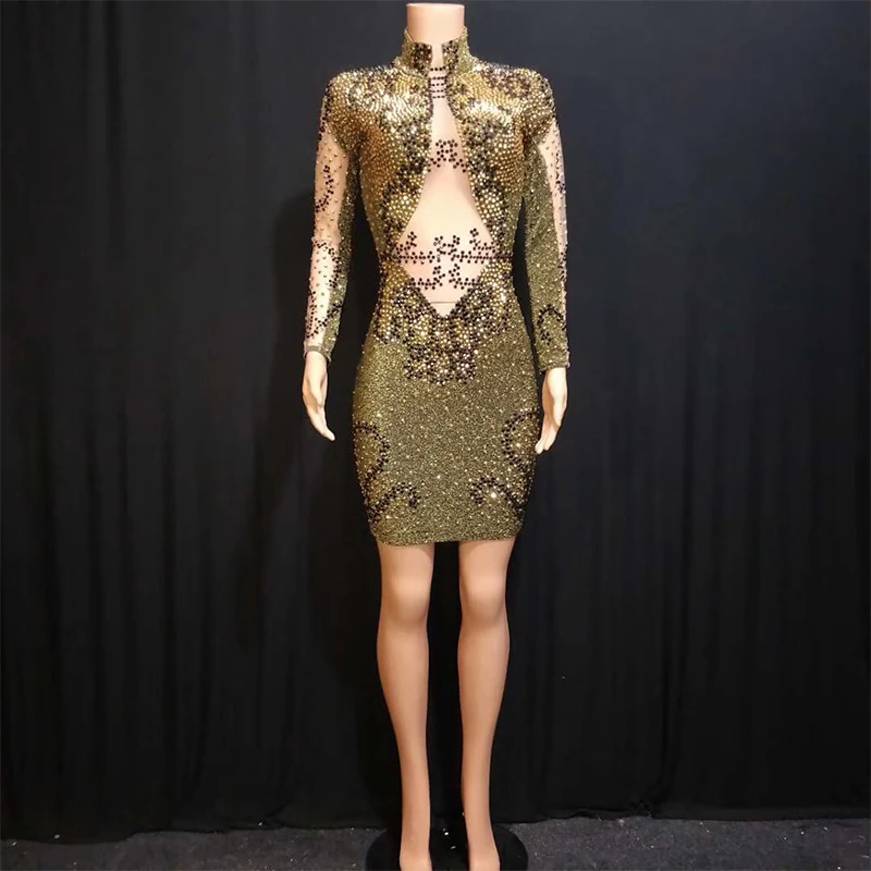 Flashing Gold Rhinestones Dress Birthday Party Celebrate Outfit Nightclub DS Jazz Female Singer Dance Show Outfit Dress DJ1011
Flashing Gold Rhinestones Dress Birthday Party Celebrate Outfit Nightclub DS Jazz Female Singer Dance Show Outfit Dress DJ1011