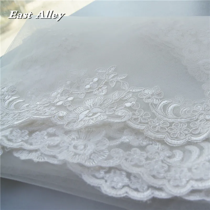 1 яруса длиной локтя Mantilla свадебная фата невесты кружевные края свадебные