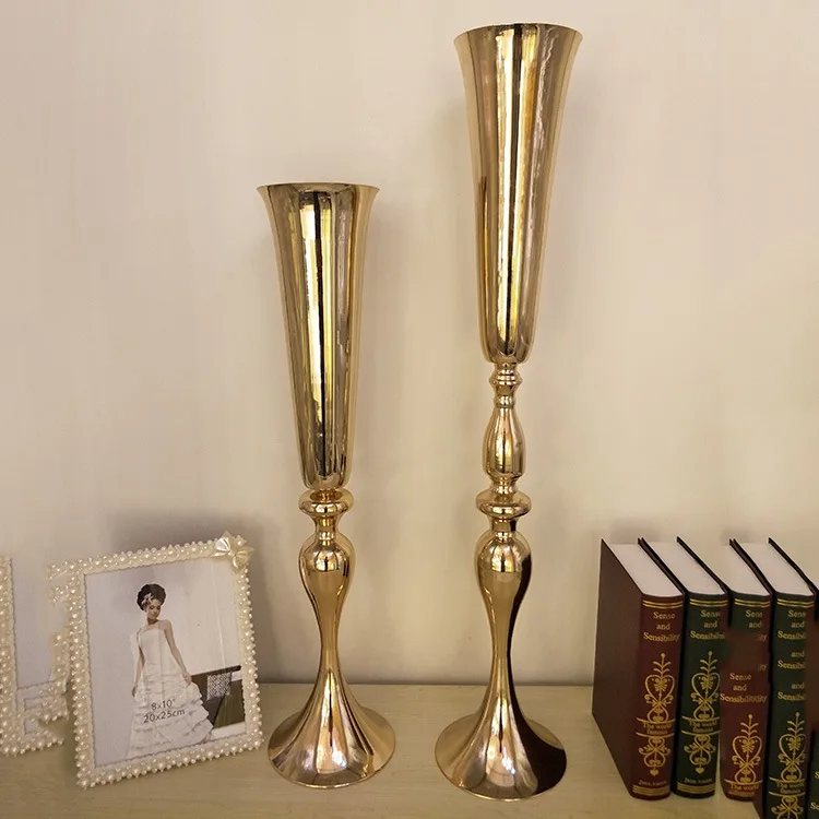 

88cm/35" Flower Vase Wedding Table Centerpiece Event Road Lead Gold Metal Vases Party Decoration Flower Holders