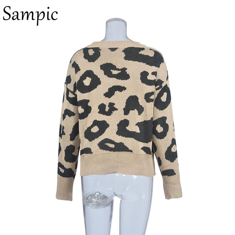 Sampic women leopard pullover loose casual sweater long sleeve o neck oversized autumn and winter sweater 2019
Sampic women leopard pullover loose casual sweater long sleeve o neck oversized autumn and winter sweater 2019