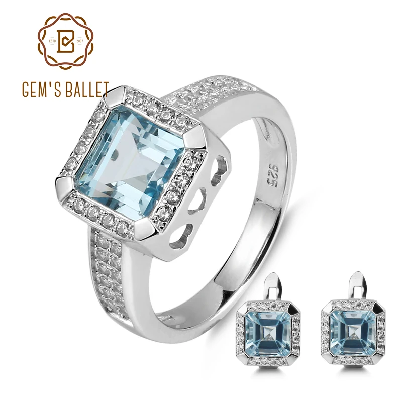 GEM'S BALLET 7.84ct Square Natural Sky Blue Topaz Jewelry Sets 925 Sterling Silver Earrings Ring Set For Women Gemstone Jewelry
GEM'S BALLET 7.84ct Square Natural Sky Blue Topaz Jewelry Sets 925 Sterling Silver Earrings Ring Set For Women Gemstone Jewelry