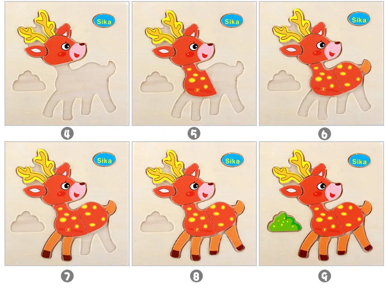 Дети 3D головоломки деревянные Игрушечные лошадки для детей мультфильм животных
