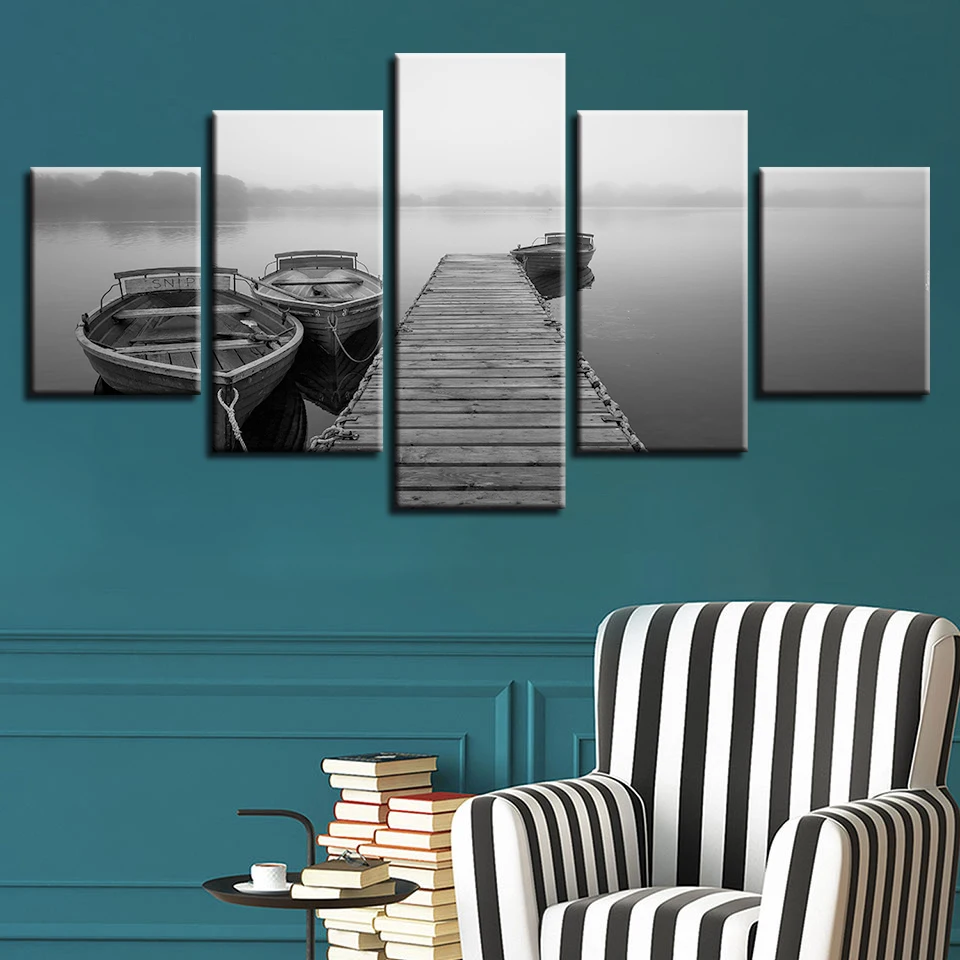 HD Black And White Poster Prints Wall Art Decor 5 Pieces Bridge And Ship Psychedelic Landscape Canvas Paintings Modular Pictures
HD Black And White Poster Prints Wall Art Decor 5 Pieces Bridge And Ship Psychedelic Landscape Canvas Paintings Modular Pictures