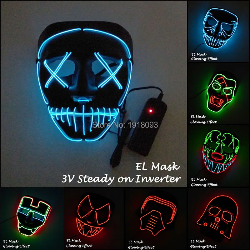 10 Styles Available EL Wire Mask LED Strip Light Mask Glowing Party Mask for Halloween Scary Party Decoration
10 Styles Available EL Wire Mask LED Strip Light Mask Glowing Party Mask for Halloween Scary Party Decoration