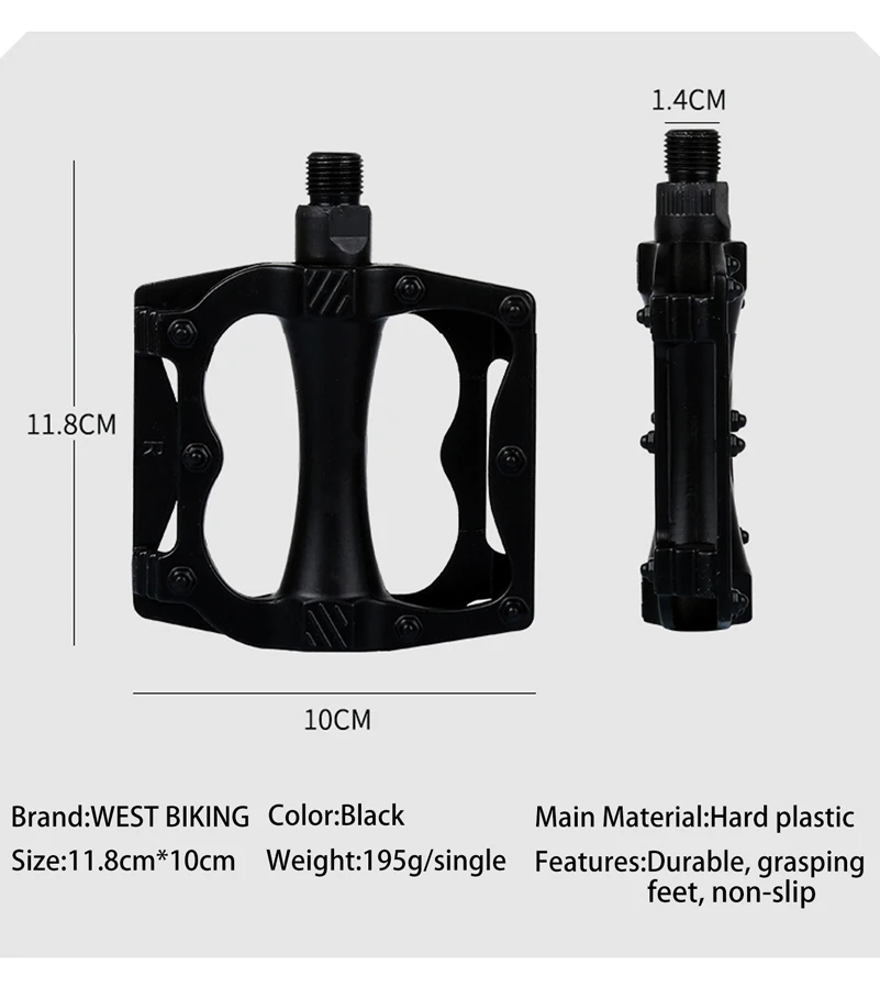 WEST BIKING Bike Aluminum Alloy Plastic Pedals Durable Hollow Design Bicycle Pedals Cycling Pedals Bike Platform Pedals
WEST BIKING Bike Aluminum Alloy Plastic Pedals Durable Hollow Design Bicycle Pedals Cycling Pedals Bike Platform Pedals