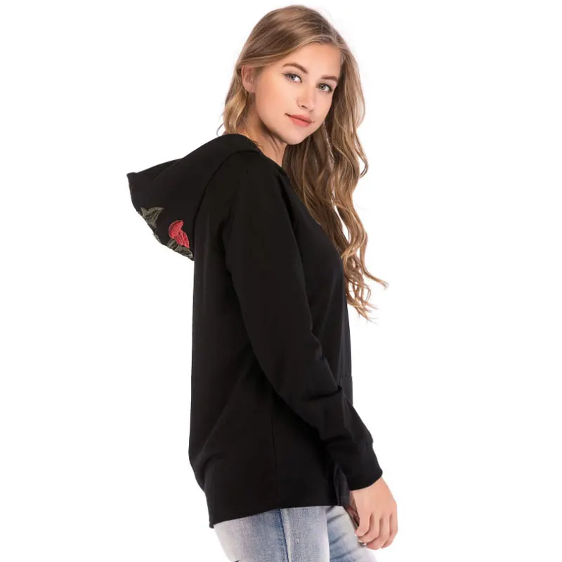 New Fashion 2018 Women Long Sleeve Black Hoodies Autumn Casual Sweatshirt Floral Rose Embroidery Pullover Hooded Tops Streetwear
New Fashion 2018 Women Long Sleeve Black Hoodies Autumn Casual Sweatshirt Floral Rose Embroidery Pullover Hooded Tops Streetwear