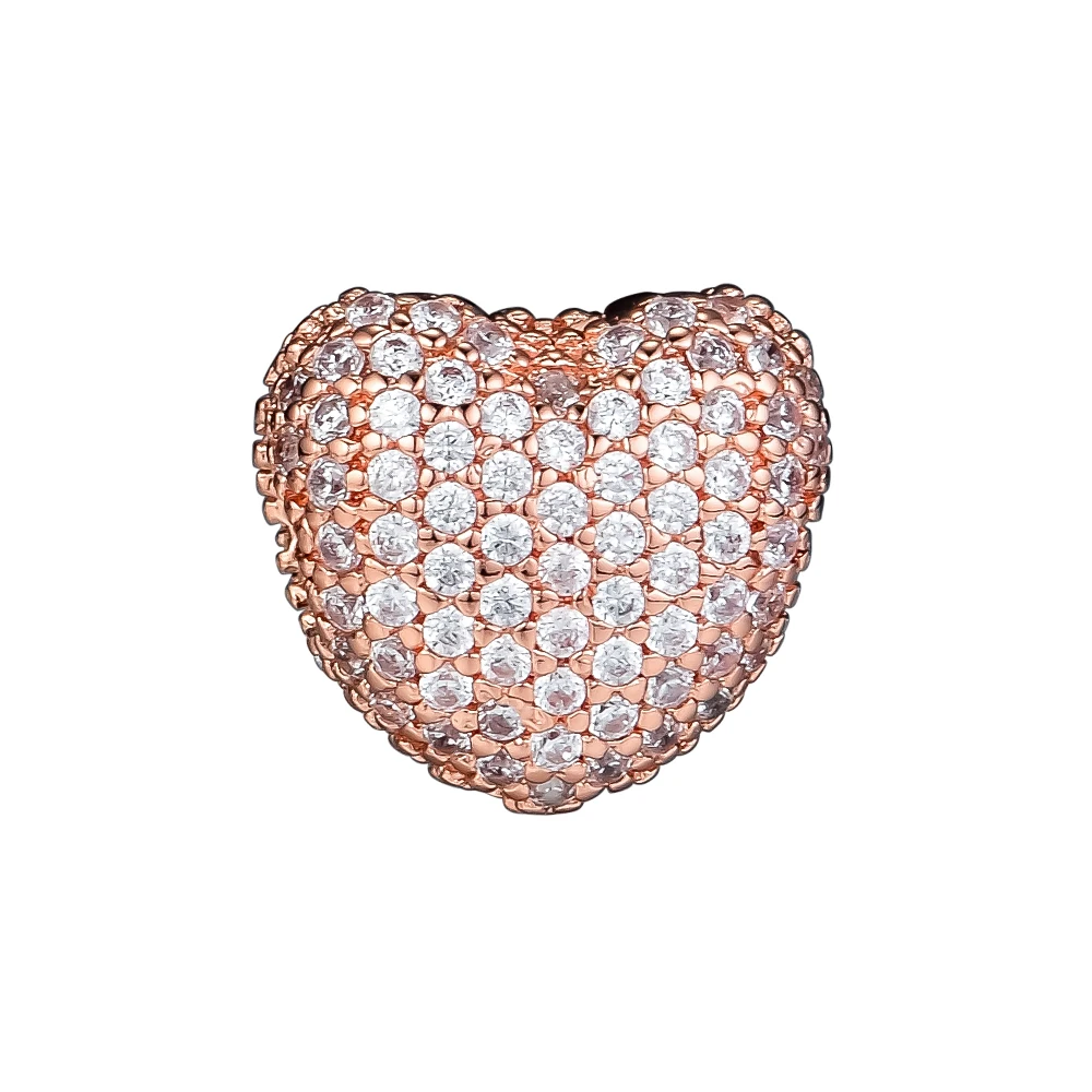 DIY Fits for Pandora Charms Bracelets Pave Open My Heart Rose Clip Beads 100% 925 Sterling-Silver-Jewelry Free Shipping | Украшения и