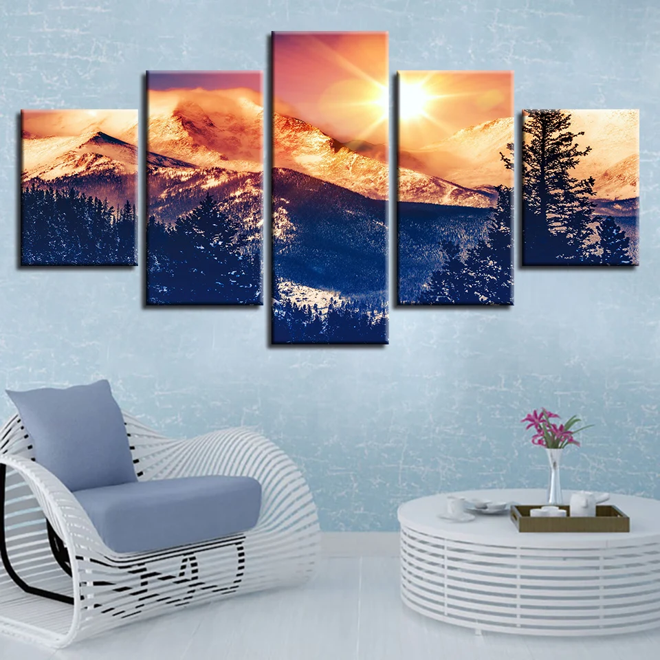 Modern Printing Decor Bedroom Wall Art Picture 5 Pieces Forest Mountain Sunset Natural Landscape Modular Canvas Paintings Poster
Modern Printing Decor Bedroom Wall Art Picture 5 Pieces Forest Mountain Sunset Natural Landscape Modular Canvas Paintings Poster