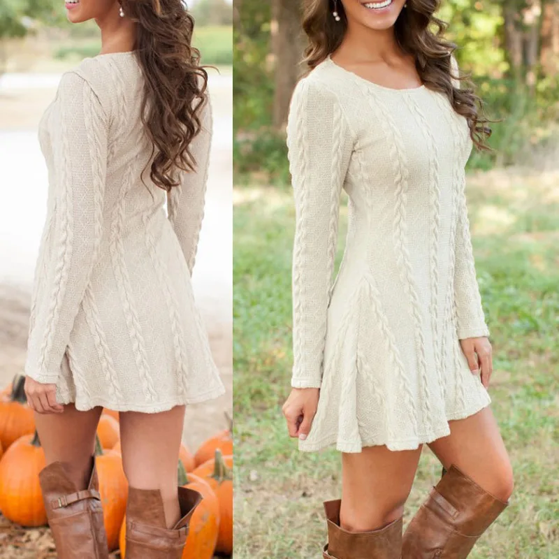New Arrival Women Autumn Long Sleeve Knitting Dress Solid Color Slim Fit Warm Dress
New Arrival Women Autumn Long Sleeve Knitting Dress Solid Color Slim Fit Warm Dress