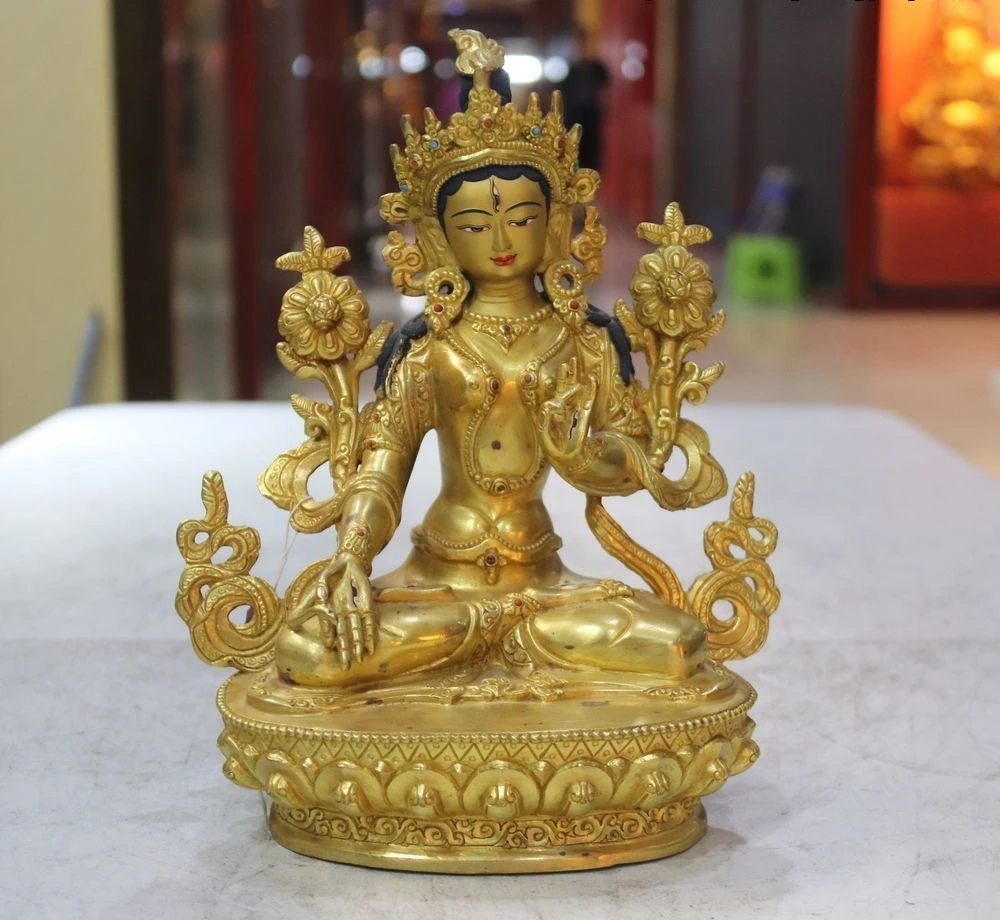 Тибетская позолоченная медь, белая богиня тара Кван-инь, Avalokitesvara статуя Бодхисаттвы
Тибетская позолоченная медь, белая богиня тара Кван-инь, Avalokitesvara статуя Бодхисаттвы