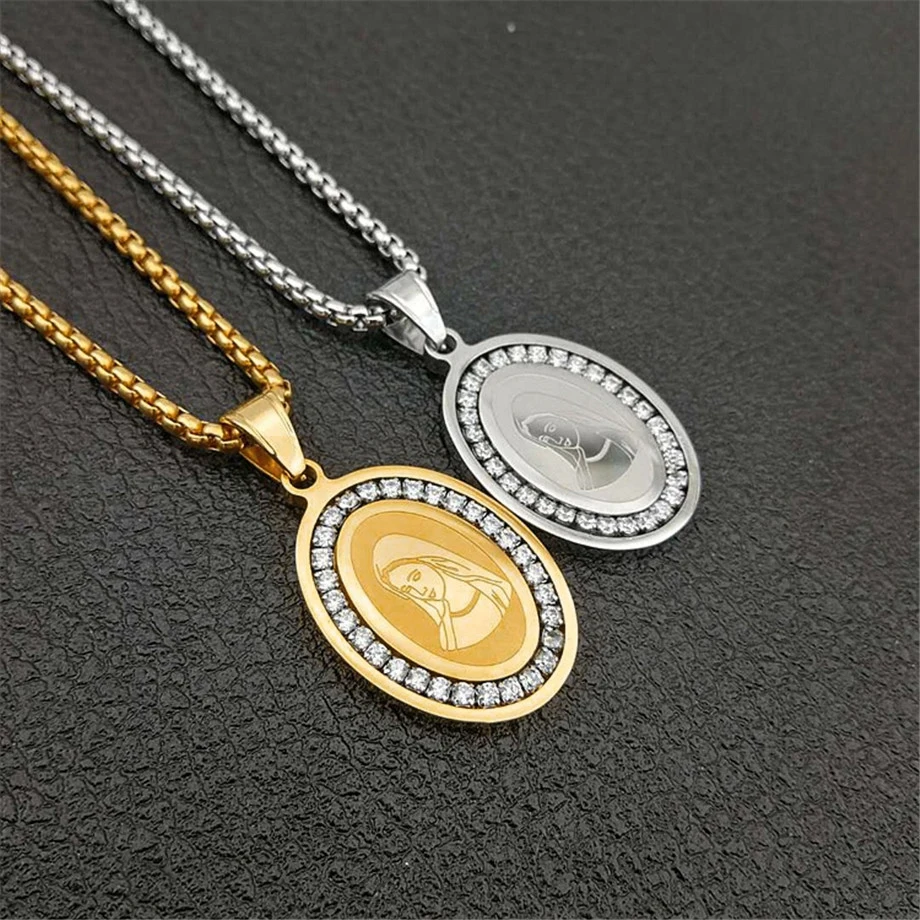 Religious Virgin Mary Women Jewelry Necklace Gold Color Stainless Steel Madonna Pendant Necklaces For Woman Collier XL1303
Religious Virgin Mary Women Jewelry Necklace Gold Color Stainless Steel Madonna Pendant Necklaces For Woman Collier XL1303