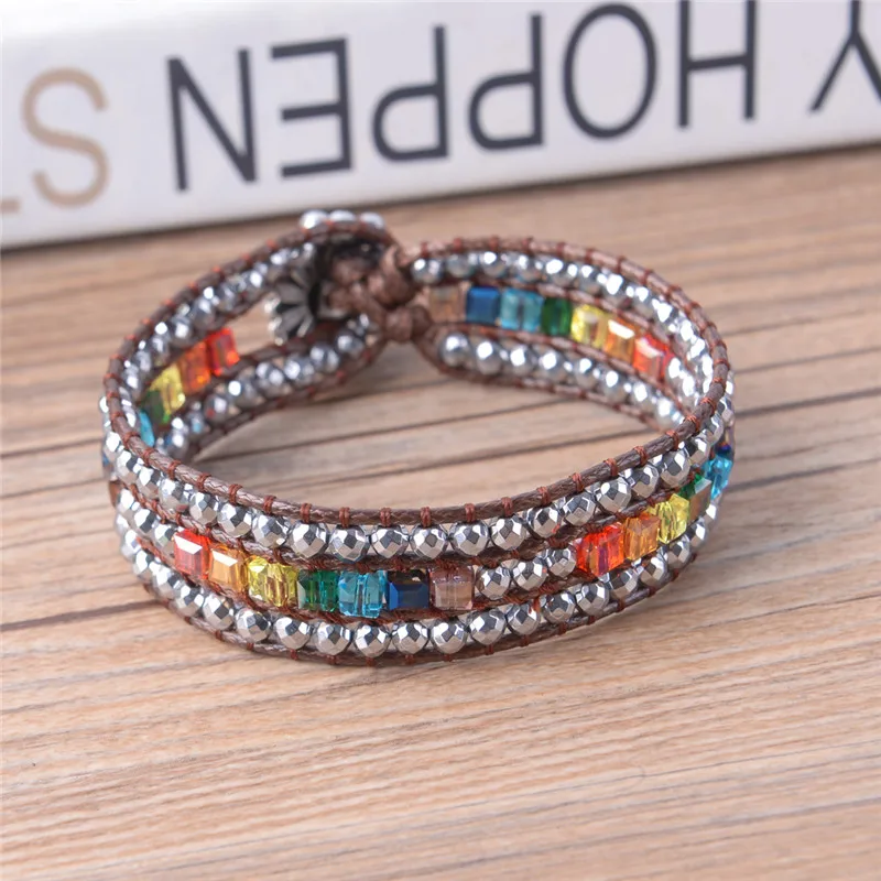 Chakra Bracelet Jewelry Handmade Leather Wrap Bracelet Multi Color Spare Crystal Beads Natural Stone Bracelet Dropshippping
Chakra Bracelet Jewelry Handmade Leather Wrap Bracelet Multi Color Spare Crystal Beads Natural Stone Bracelet Dropshippping