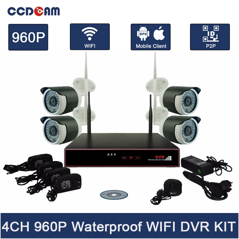 Комплект видеорегистратора 4 канала 960P Wi Fi IP камера 2 ГГц|system security|system security camerasystem