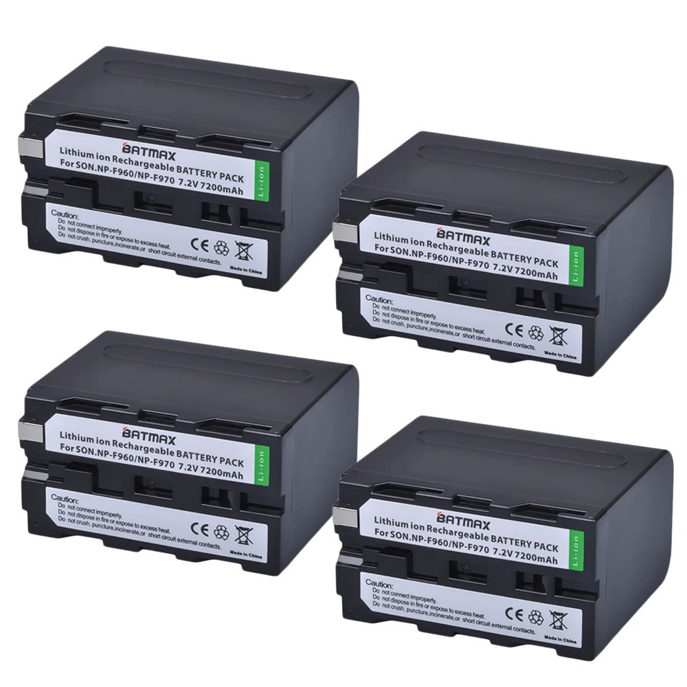 Аккумулятор Batmax 4x7200 мА · ч NP-F970 NP-F960 для YONGUO Godox светильник Sony HVR-HD1000 HVR-V1J Camera |