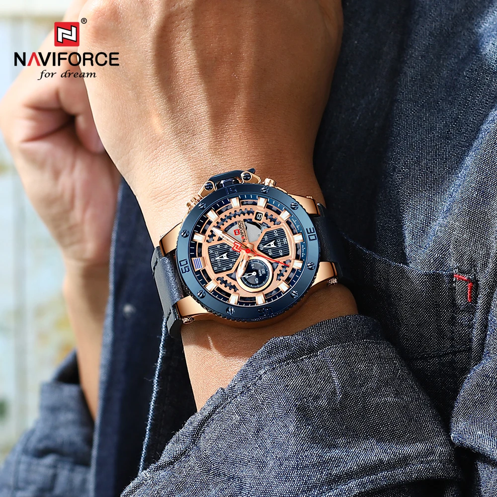 2019 NAVIFORCE New Fashion Mens Watches Top Brand Luxury Military Quartz Watch Leather Waterproof Sport Chronograph Watch Men
2019 NAVIFORCE New Fashion Mens Watches Top Brand Luxury Military Quartz Watch Leather Waterproof Sport Chronograph Watch Men